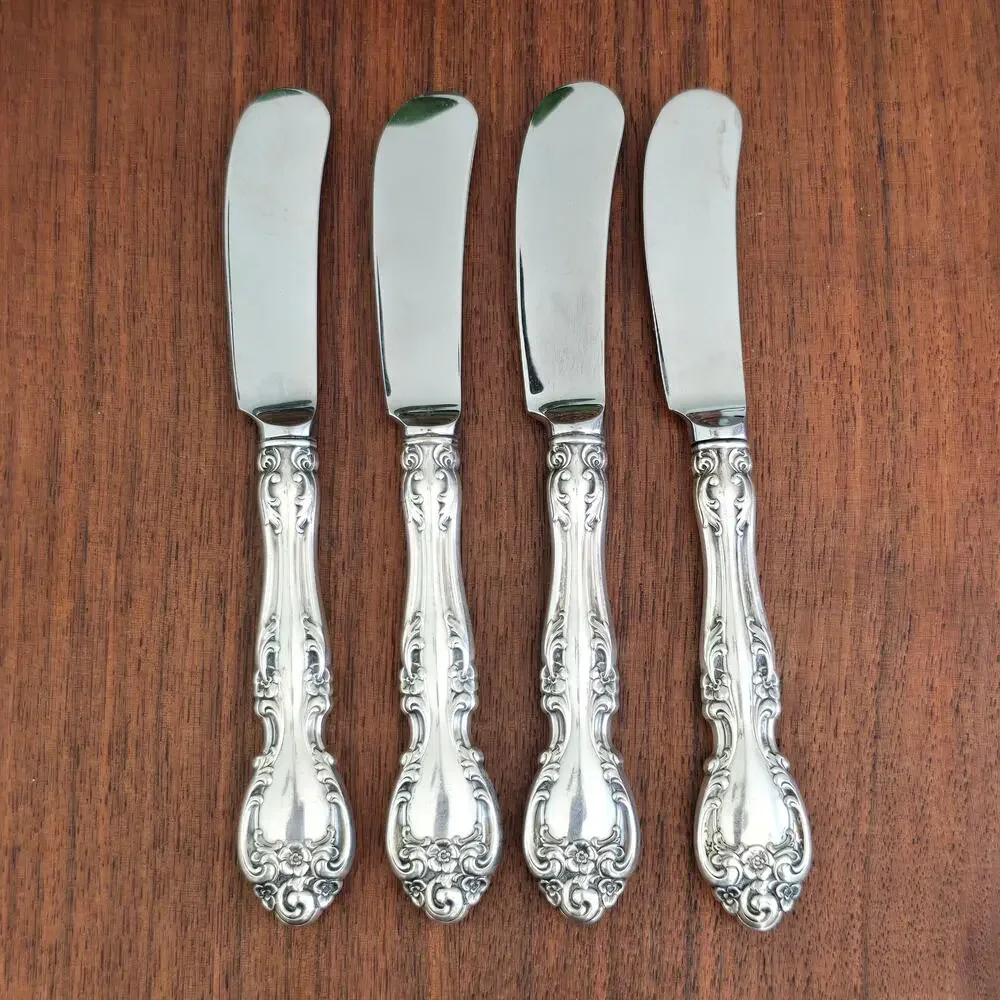 Gorham Melrose Sterling Silver Butter Spreader 4 Pcs Hollow Handle No Monogram